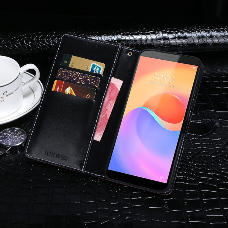 For ZTE Blade A31 Plus idewei Crocodile Texture Leather Phone Case(Dark Blue) by idewei