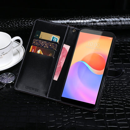 For ZTE Blade A31 Plus idewei Crocodile Texture Leather Phone Case(Dark Blue) by idewei