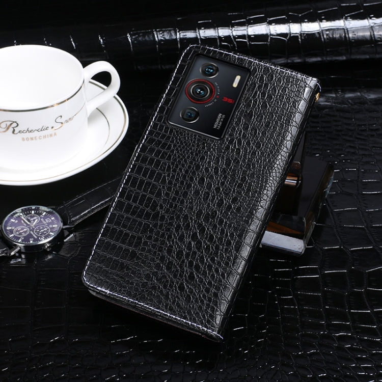 For ZTE nubia Z40 Pro idewei Crocodile Texture Leather Phone Case(Black) by idewei