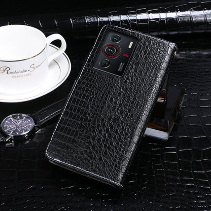 For ZTE nubia Z40 Pro idewei Crocodile Texture Leather Phone Case(Black) by idewei