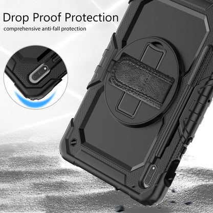 For Samsung Galaxy Tab S8 11 inch SM-X700 Silicone + PC Tablet Case with Shoulder Strap(Black) by bashfashion