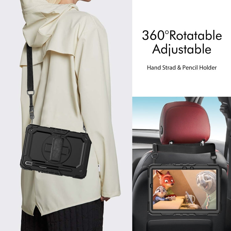 For Samsung Galaxy Tab S8 11 inch SM-X700 Silicone + PC Tablet Case with Shoulder Strap(Black) by bashfashion
