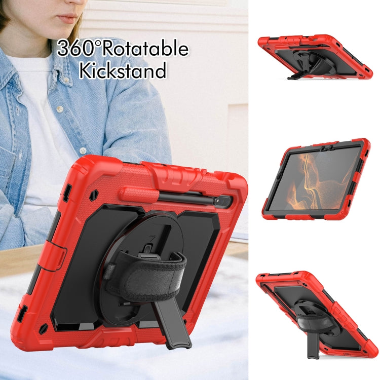 For Samsung Galaxy Tab S8 11 inch SM-X700 Silicone + PC Tablet Case with Shoulder Strap(Red+Black) by bashfashion