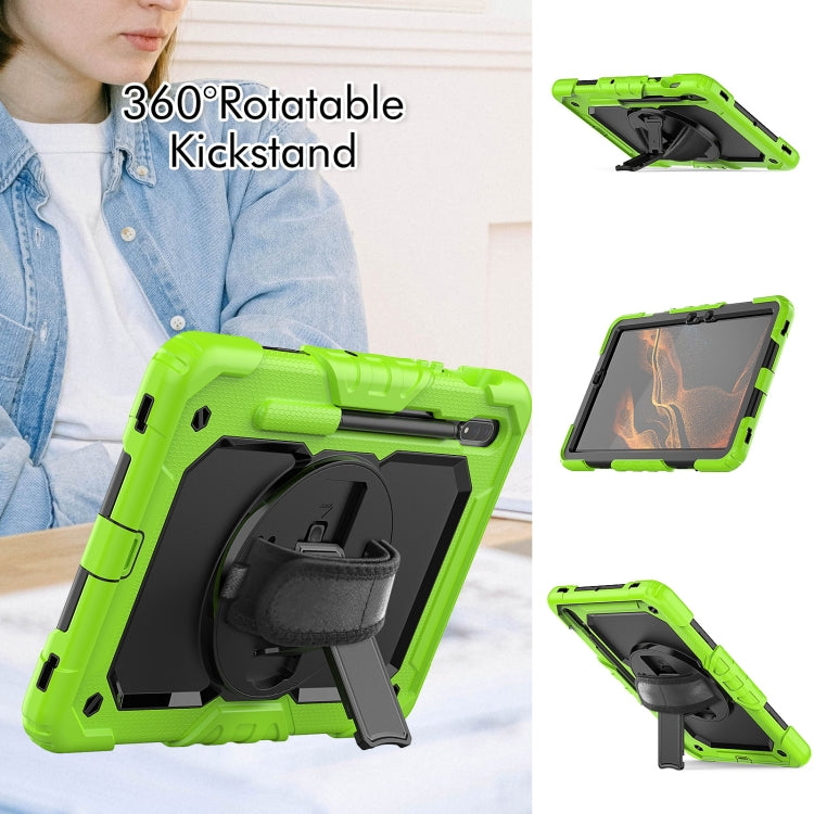 For Samsung Galaxy Tab S8 11 inch SM-X700 Silicone + PC Tablet Case with Shoulder Strap(Yellow Green+Black) by bashfashion