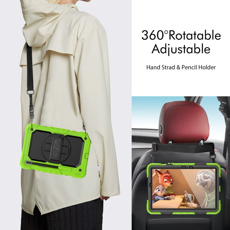 For Samsung Galaxy Tab S8 11 inch SM-X700 Silicone + PC Tablet Case with Shoulder Strap(Yellow Green+Black) by bashfashion