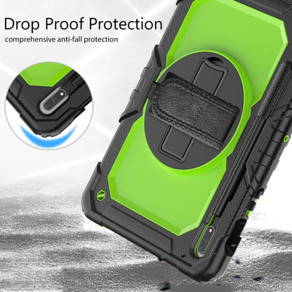 For Samsung Galaxy Tab S8 11 inch SM-X700 Silicone + PC Tablet Case with Shoulder Strap(Black+Yellow Green) by bashfashion