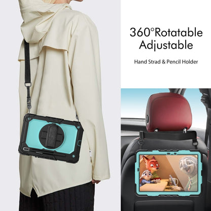 For Samsung Galaxy Tab S8 11 inch SM-X700 Silicone + PC Tablet Case with Shoulder Strap(Black+Light Blue) by bashfashion