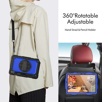 For Samsung Galaxy Tab S8 11 inch SM-X700 Silicone + PC Tablet Case with Shoulder Strap(Black+Dark Blue) by bashfashion