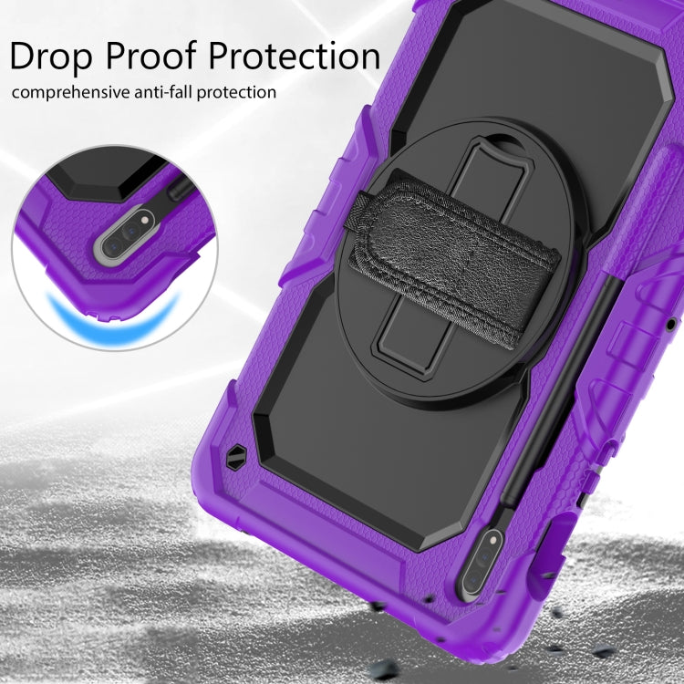 For Samsung Galaxy Tab S8 11 inch SM-X700 Silicone + PC Tablet Case with Shoulder Strap(Purple+Black) by bashfashion