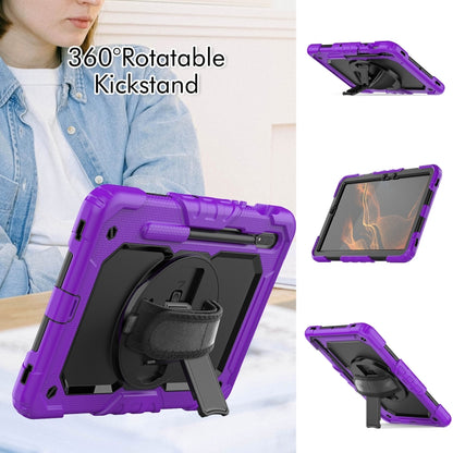 For Samsung Galaxy Tab S8 11 inch SM-X700 Silicone + PC Tablet Case with Shoulder Strap(Purple+Black) by bashfashion