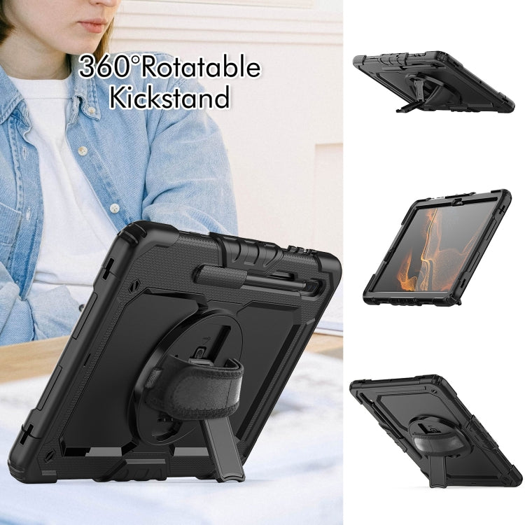 For Samsung Galaxy Tab S8+ 12.4 inch SM-X800 Silicone + PC Tablet Case with Shoulder Strap(Black) by bashfashion