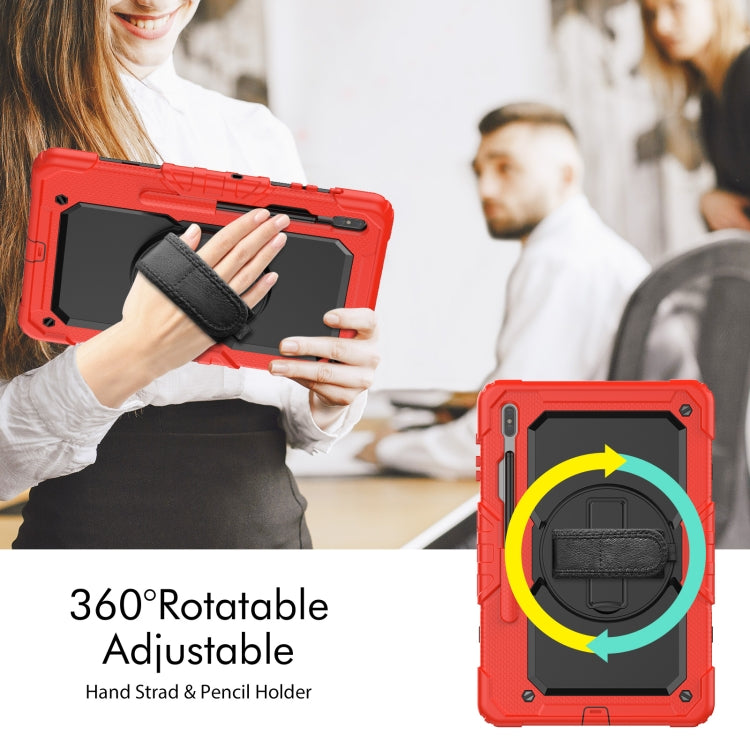 For Samsung Galaxy Tab S8+ 12.4 inch SM-X800 Silicone + PC Tablet Case with Shoulder Strap(Red+Black) by bashfashion