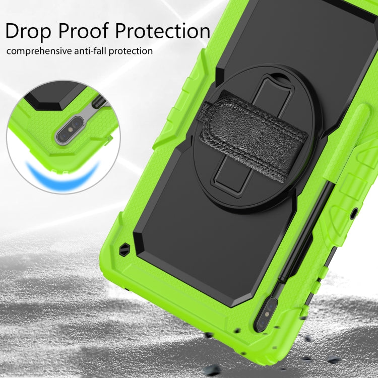 For Samsung Galaxy Tab S8+ 12.4 inch SM-X800 Silicone + PC Tablet Case with Shoulder Strap(Yellow Green+Black) by bashfashion