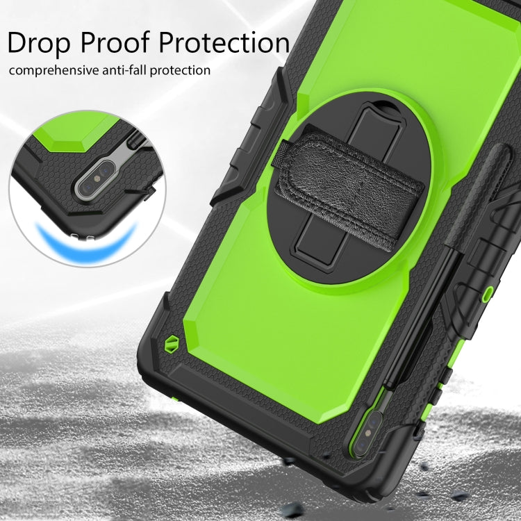 For Samsung Galaxy Tab S8+ 12.4 inch SM-X800 Silicone + PC Tablet Case with Shoulder Strap(Black+Yellow Green) by bashfashion