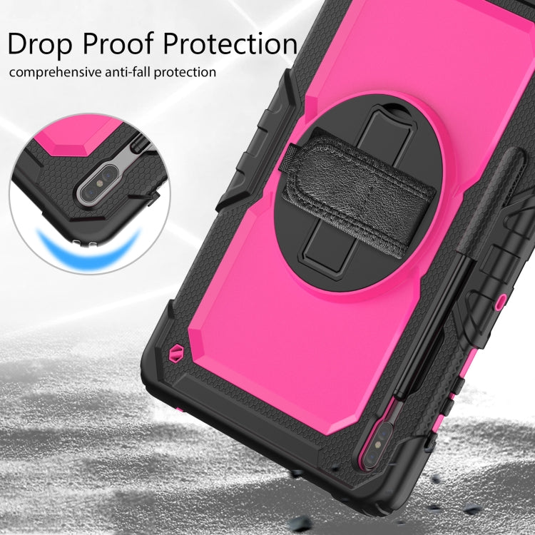 For Samsung Galaxy Tab S8+ 12.4 inch SM-X800 Silicone + PC Tablet Case with Shoulder Strap(Black+Rose Red) by bashfashion