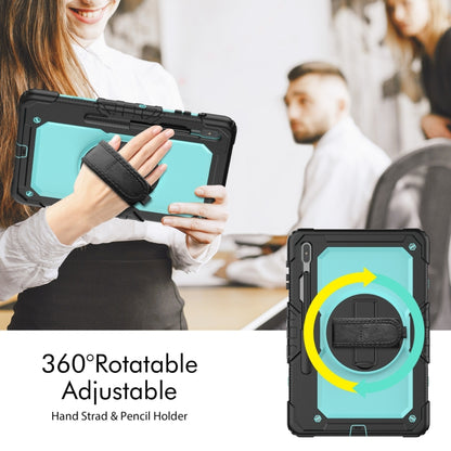 For Samsung Galaxy Tab S8+ 12.4 inch SM-X800 Silicone + PC Tablet Case with Shoulder Strap(Black+Light Blue) by bashfashion