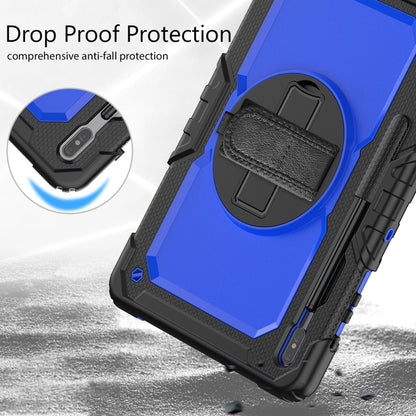 For Samsung Galaxy Tab S8+ 12.4 inch SM-X800 Silicone + PC Tablet Case with Shoulder Strap(Black+Dark Blue) by bashfashion