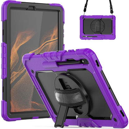 For Samsung Galaxy Tab S8+ 12.4 inch SM-X800 Silicone + PC Tablet Case with Shoulder Strap(Purple+Black) by bashfashion