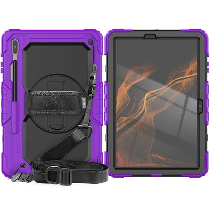 For Samsung Galaxy Tab S8+ 12.4 inch SM-X800 Silicone + PC Tablet Case with Shoulder Strap(Purple+Black) by bashfashion