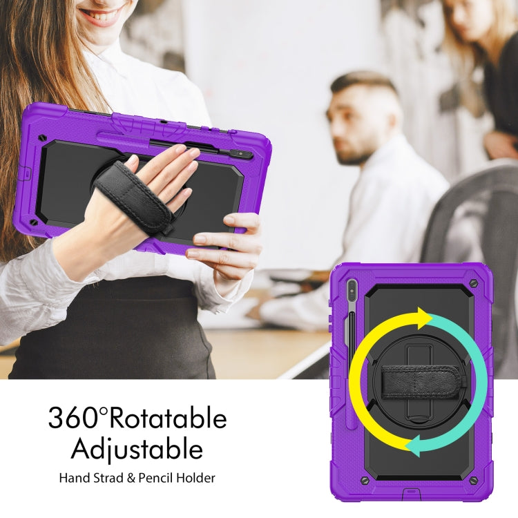 For Samsung Galaxy Tab S8+ 12.4 inch SM-X800 Silicone + PC Tablet Case with Shoulder Strap(Purple+Black) by bashfashion