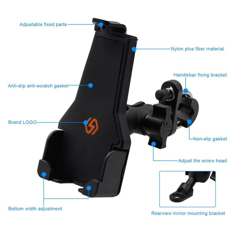 WUPP CS-1287A1 Motorcycle Bike Triangle Fixed Mobile Phone Holder(Black) by WUPP