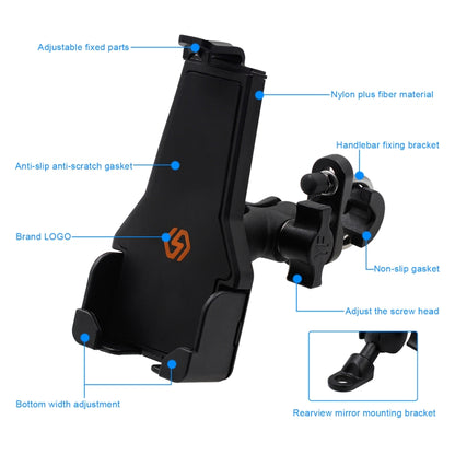 WUPP CS-1287A1 Motorcycle Bike Triangle Fixed Mobile Phone Holder(Black) by WUPP