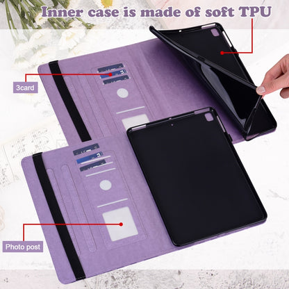 For Samsung Galaxy Tab A8 10.5 2021 SM-X200 / SM-X205 Tree & Deer Pattern Pressed Printing Leather Tablet Case(Purple) by bashfashion