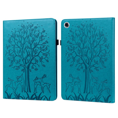 For Samsung Galaxy Tab A8 10.5 2021 SM-X200 / SM-X205 Tree & Deer Pattern Pressed Printing Leather Tablet Case(Blue) by bashfashion