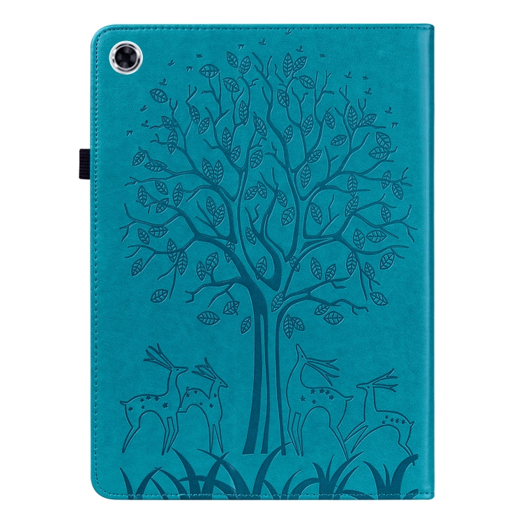 For Samsung Galaxy Tab A8 10.5 2021 SM-X200 / SM-X205 Tree & Deer Pattern Pressed Printing Leather Tablet Case(Blue) by bashfashion