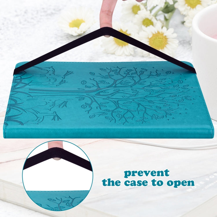 For Samsung Galaxy Tab A8 10.5 2021 SM-X200 / SM-X205 Tree & Deer Pattern Pressed Printing Leather Tablet Case(Blue) by bashfashion