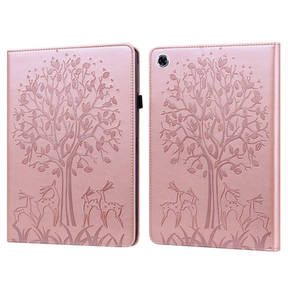 For Samsung Galaxy Tab A8 10.5 2021 SM-X200 / SM-X205 Tree & Deer Pattern Pressed Printing Leather Tablet Case(Pink) by bashfashion