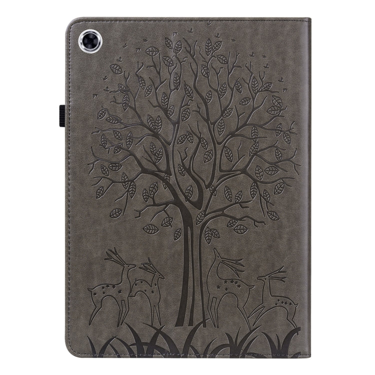 For Samsung Galaxy Tab A8 10.5 2021 SM-X200 / SM-X205 Tree & Deer Pattern Pressed Printing Leather Tablet Case(Grey) by bashfashion