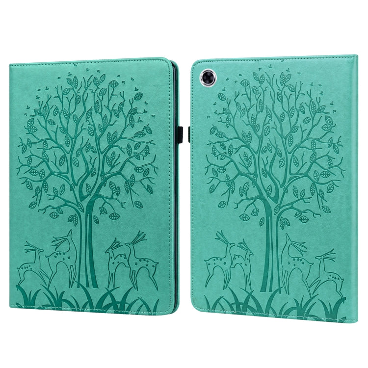For Samsung Galaxy Tab A8 10.5 2021 SM-X200 / SM-X205 Tree & Deer Pattern Pressed Printing Leather Tablet Case(Green) by bashfashion