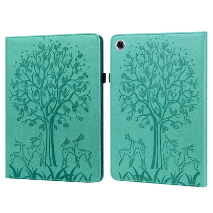 For Samsung Galaxy Tab A8 10.5 2021 SM-X200 / SM-X205 Tree & Deer Pattern Pressed Printing Leather Tablet Case(Green) by bashfashion