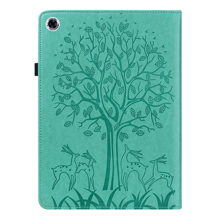For Samsung Galaxy Tab A8 10.5 2021 SM-X200 / SM-X205 Tree & Deer Pattern Pressed Printing Leather Tablet Case(Green) by bashfashion