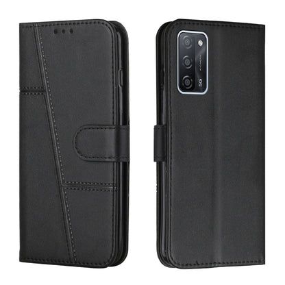 For OPPO A16/A16S/A54S/A55 5G/A53S 5G Stitching Calf Texture Buckle Leather Phone Case(Black) by bashfashion