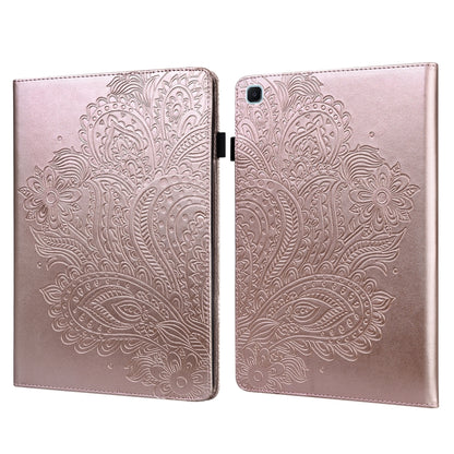 For Samsung Galaxy Tab A7 Lite Peacock Embossed Pattern Leather Tablet Case(Gold) by bashfashion