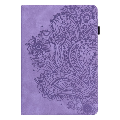 For Samsung Galaxy Tab A7 Lite Peacock Embossed Pattern Leather Tablet Case(Purple) by bashfashion