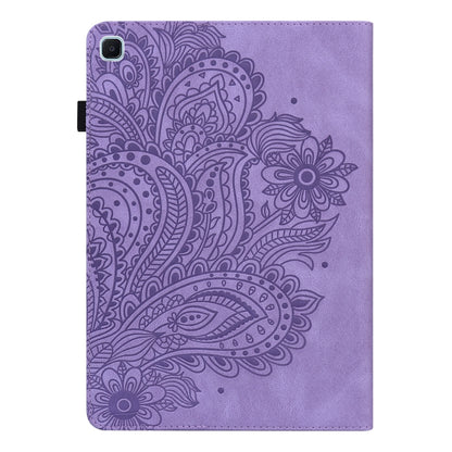 For Samsung Galaxy Tab A7 Lite Peacock Embossed Pattern Leather Tablet Case(Purple) by bashfashion