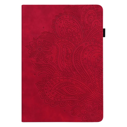 For Samsung Galaxy Tab A7 Lite Peacock Embossed Pattern Leather Tablet Case(Red) by bashfashion