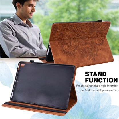 For Samsung Galaxy Tab A7 Lite Peacock Embossed Pattern Leather Tablet Case(Brown) by bashfashion