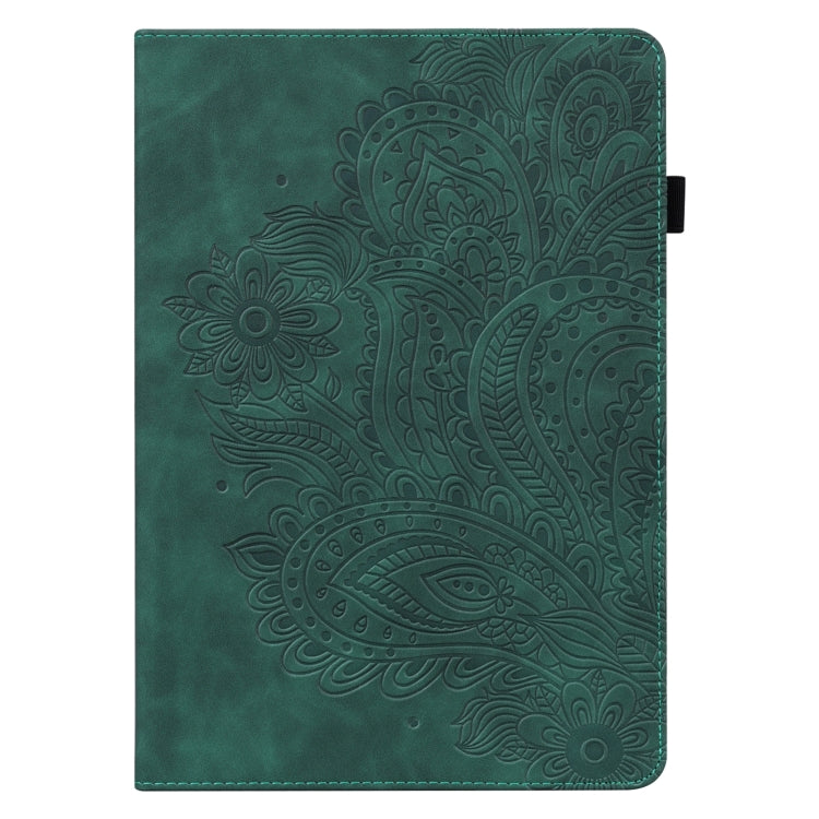 For Samsung Galaxy Tab A7 Lite Peacock Embossed Pattern Leather Tablet Case(Green) by bashfashion