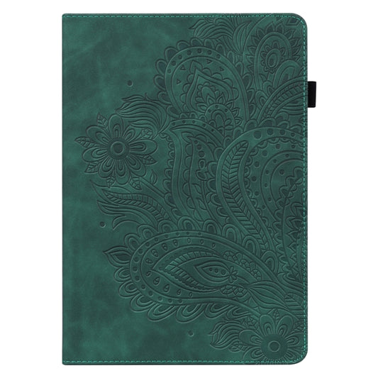 For Samsung Galaxy Tab A7 Lite Peacock Embossed Pattern Leather Tablet Case(Green) by bashfashion