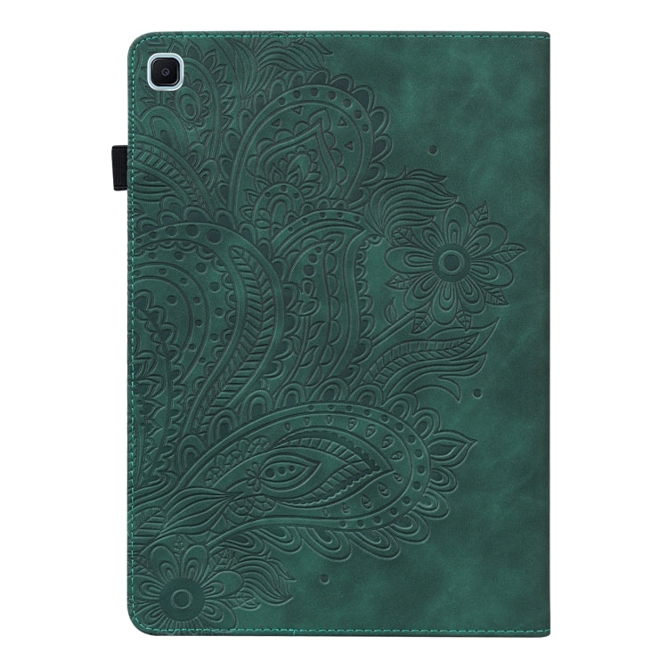 For Samsung Galaxy Tab A7 Lite Peacock Embossed Pattern Leather Tablet Case(Green) by bashfashion