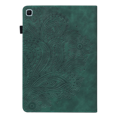 For Samsung Galaxy Tab A7 Lite Peacock Embossed Pattern Leather Tablet Case(Green) by bashfashion