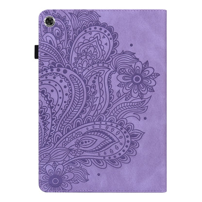 For Samsung Galaxy Tab A8 10.5 2021 Peacock Embossed Pattern Leather Tablet Case(Purple) by bashfashion