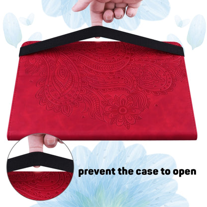 For Samsung Galaxy Tab A8 10.5 2021 Peacock Embossed Pattern Leather Tablet Case(Red) by bashfashion