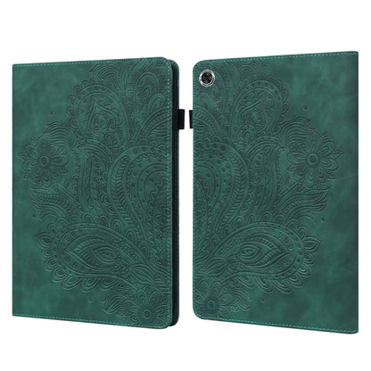 For Samsung Galaxy Tab A8 10.5 2021 Peacock Embossed Pattern Leather Tablet Case(Green) by bashfashion