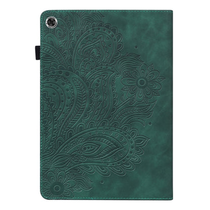 For Samsung Galaxy Tab A8 10.5 2021 Peacock Embossed Pattern Leather Tablet Case(Green) by bashfashion