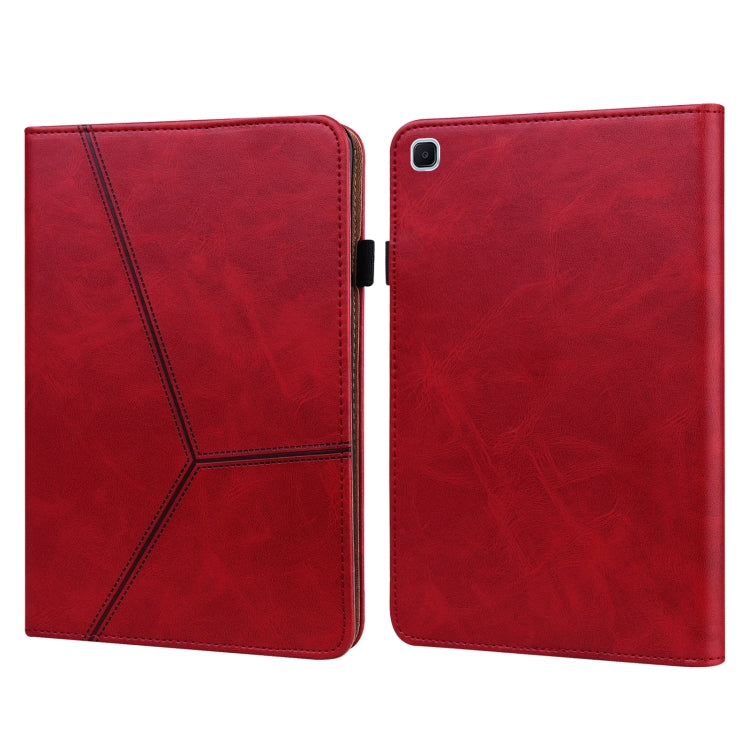 For Samsung Galaxy Tab S6 Lite P610/P615 Solid Color Embossed Striped Leather Tablet Smart Case(Red) by bashfashion